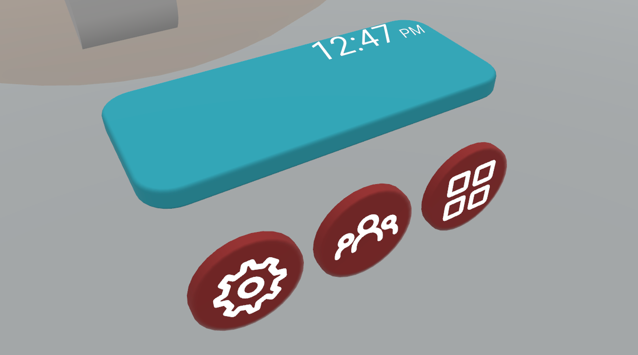 Floating XR UI bar and icons in 3D space